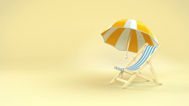 Güneşli Yatak Şemsiye Animasyon Paketi Kroma Anahtarı Alfa Kanalı — Stok video