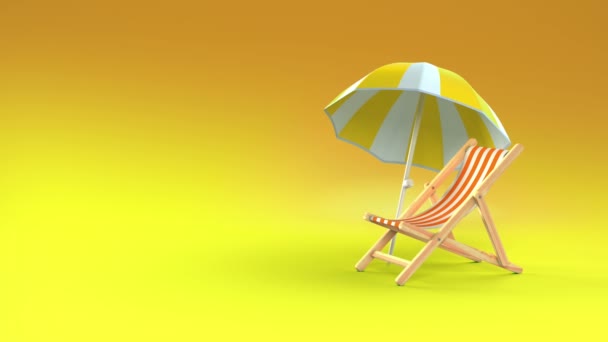 Sunbed Parasol Animacja Packshot Kluczem Chroma Alpha Channel — Wideo stockowe