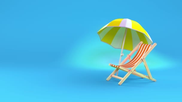 Sunbed Parasol Animacja Packshot Kluczem Chroma Alpha Channel — Wideo stockowe