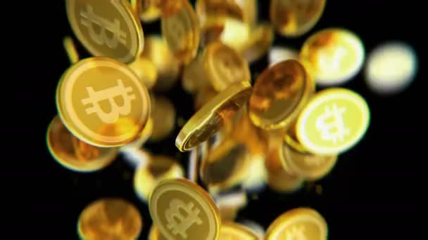 Bitcoin Criptomoneda Saltando Cámara Lenta — Vídeo de stock