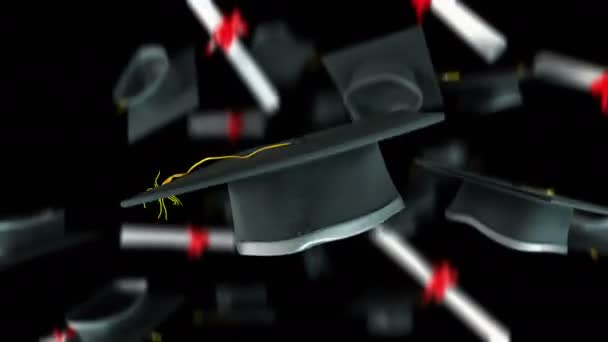 4K慢动作翻滚的毕业生帽 — 图库视频影像