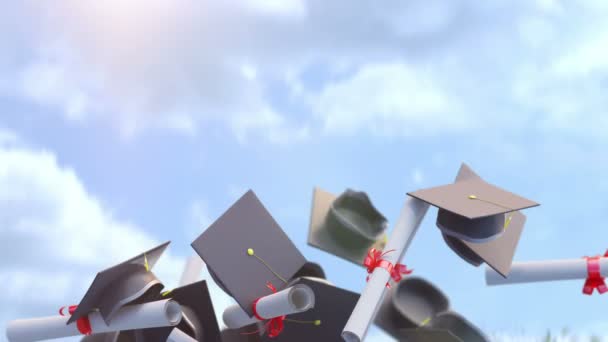 卒業生のトップキャップで4Kスローモーション — ストック動画