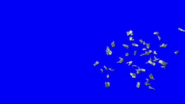 Vertikalt Element Exploderande Eurosedlar Blå Med Alpha Channel — Stockvideo