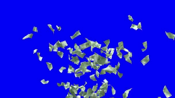Alfa Kanalı Ile Mavi Üzerine Avro Banknotlarının Patlaması Unsuru — Stok video