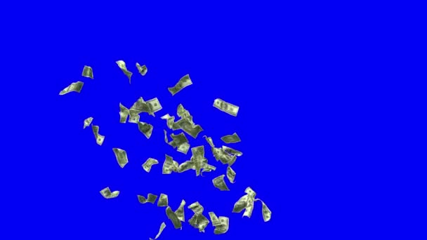 アルファチャンネルで青でドル紙幣を爆発させる要素 — ストック動画