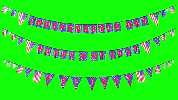 7月4日美国独立日的国徽挂在绿色的阿尔法通道上 — 图库视频影像