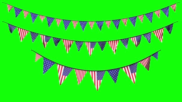 Colgando Decoraciones Nacionales Para Día Independencia Los Estados Unidos Julio — Vídeos de Stock