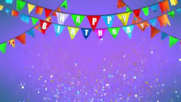 4Kでカラフルな誕生日ガーランドパーティーの装飾 — ストック動画