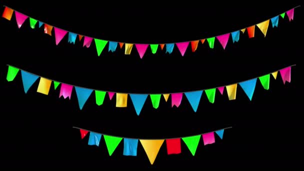 Aniversário Festa Guirlanda Definido Com Máscara Alpha Channel — Vídeo de Stock