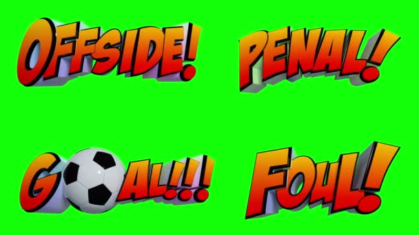 Impresionantes Mensajes Fútbol Explosivos Con Máscara Aislada Alpha Channel — Vídeos de Stock