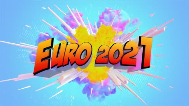 Geweldige Exploderende Euro 2021 Voetbal Bericht — Stockvideo