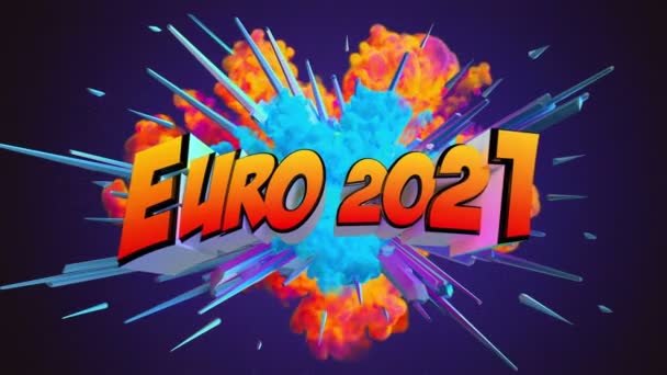 Geweldige Exploderende Euro 2021 Voetbal Bericht — Stockvideo