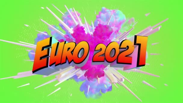 Awesome Exploding Euro 2021 Football Message — Stock Video