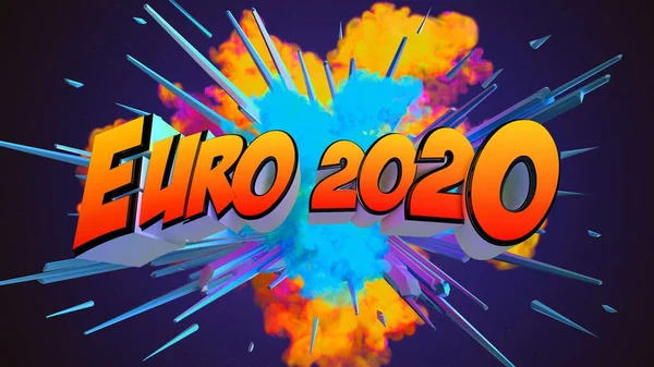 Fantastiskt Exploderande Euro 2020 Illustration Meddelande Med Fotboll — Stockfoto