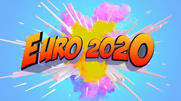 Awesome Exploding Euro 2020 Illustration Message Soccer Ball — Stock Photo, Image