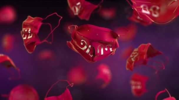 Neues Jahr 2022 Luxus Medical Coronavirus Gesichtsmaske Schlupfloch Video Zeitlupe — Stockvideo