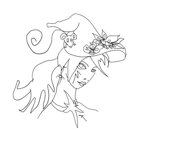 Cadılar Bayramı çizgi film karakterleri el çizimi, güzel cadılar ve Cadılar Bayramı temalı hayaletler, balkabakları..