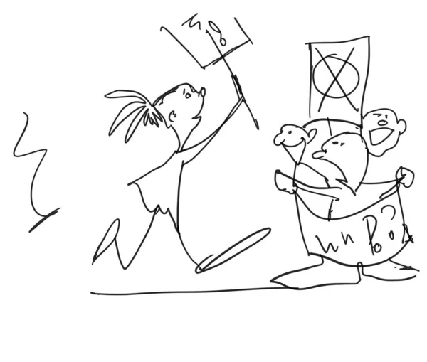 Komik bir çay saati. Çizgi film karakterleri olan bir çaydanlık. Tatlı ve fırın. 