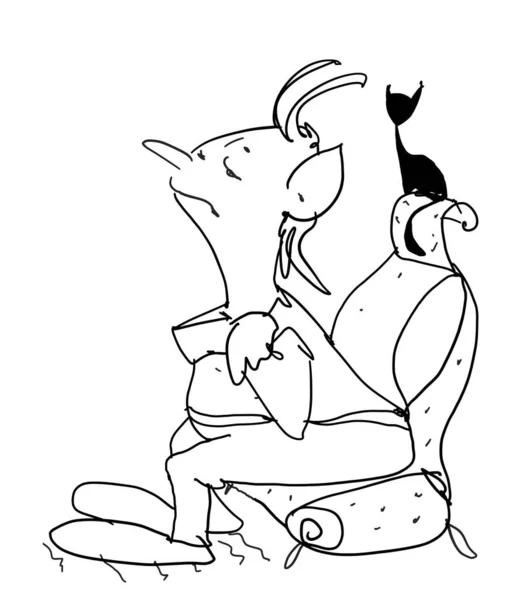 Komik bir çay saati. Çizgi film karakterleri olan bir çaydanlık. Tatlı ve fırın. 