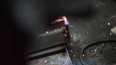 Woker Kaynaklı Çelik Metal Kaynak Kıvılcımı Soyut Bokeh Arkaplanı Bulanıklığı.