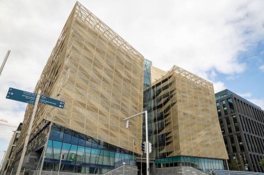 Dublin Docklands, Dublin, Ireland, June 11th 2021, frontal view of the Central Bank of Ireland on Dublins Docklands