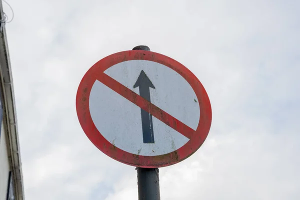 Way Sign Znak Drogowy Wskazujący System Jednokierunkowy Miejscu — Zdjęcie stockowe