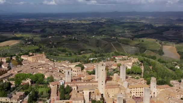 Εναέρια άποψη της μεσαιωνικής πόλης San Gimignano, Τοσκάνη Ιταλία. — Αρχείο Βίντεο