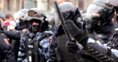 Moskova, Rusya, 23 Ocak 2021. Polismen 'in yasadışı protestoları.