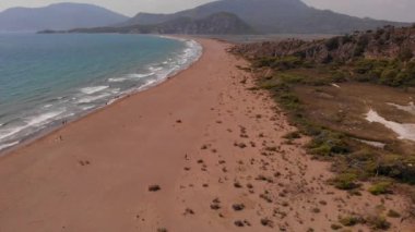 Istuzu plajının havadan görünüşü, Kırmızı Veri Kitabı 'nın yumurtlama alanı, kaplumbağalar Caretta Caretta Caretta, Dalyan, Mugla, Türkiye
