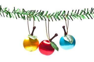 Beyaz arkaplanda noel süslemeleri