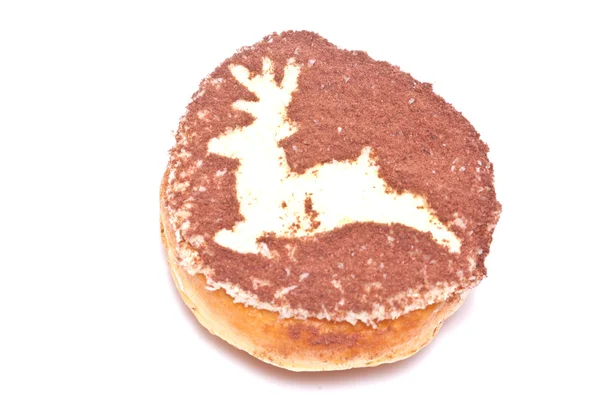 Donut dekoriert für Weihnachten auf weißem Hintergrund — Stockfoto