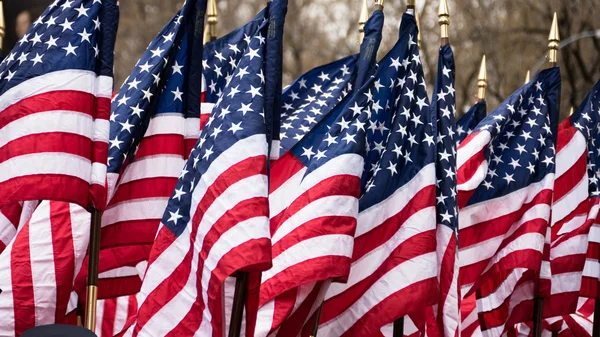 Un montón de banderas americanas . — Foto de Stock