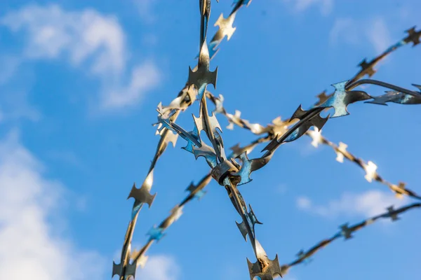 Barbed wire against the sky — Stock Photo, Image