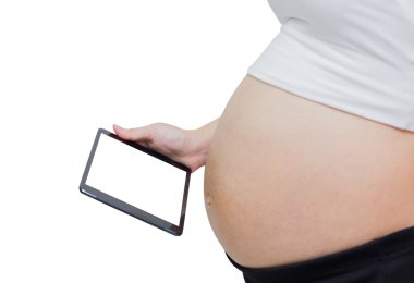 kaşıntı, beyaz arka planı izole hamile karnına ağrı