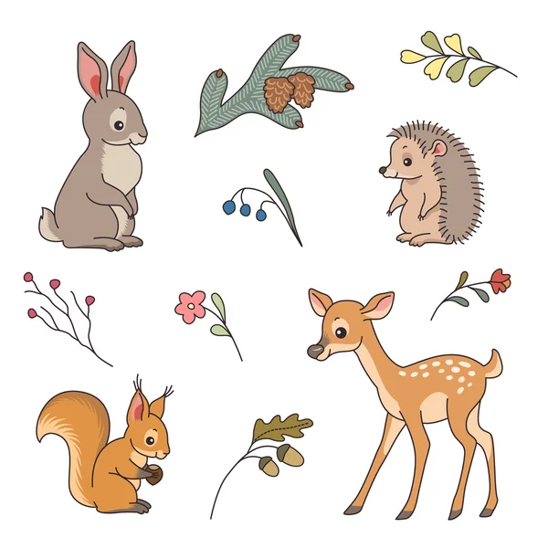 Animaux de forêt mignons — Image vectorielle