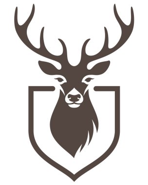 Stylized head of a deer on the shield  clipart