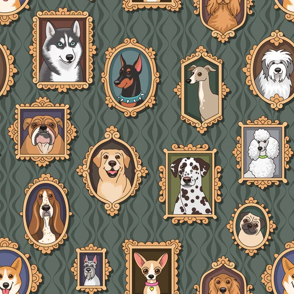 Vintage portraits of dogs — Stock Vector