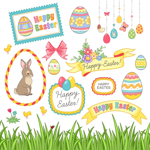 Set of decorative Easter elements — Stock Vector