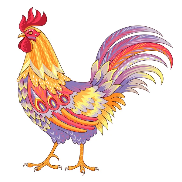 Beatiful violet rooster — Stock Vector