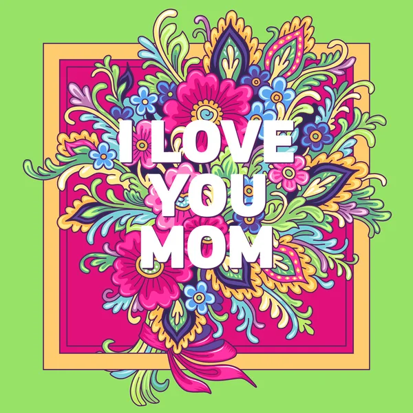 Briefkaart "Ik hou van jou mam" — Stockvector