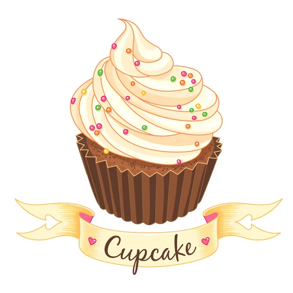 Tasty cupcake symbol — Stock Vector