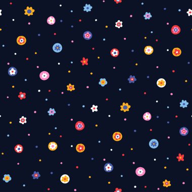 Küçük basit çiçek çok renkli süsleme