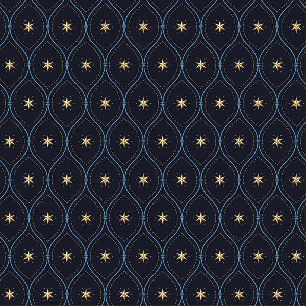 Estrellas vintage en rejilla azul — Vector de stock