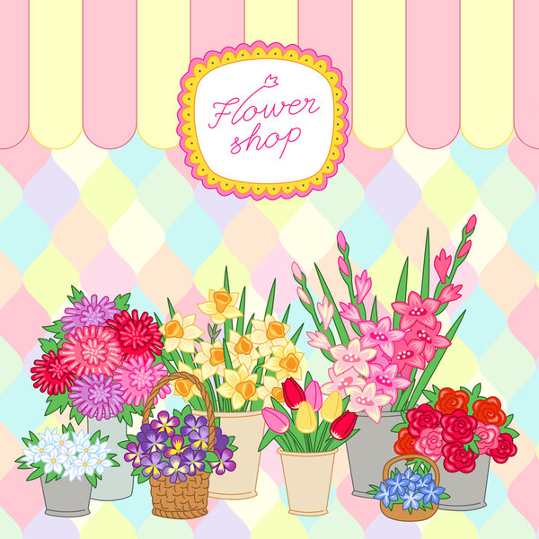 Bouquets for sale at the flower shop 