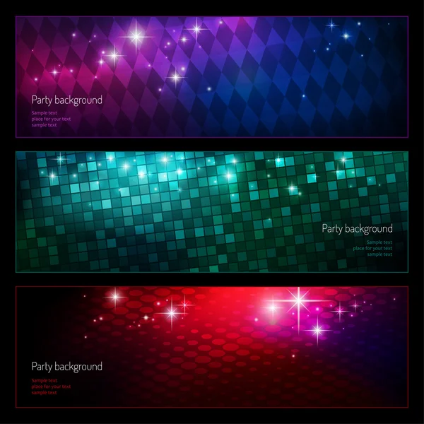 Set of backgrounds for night party — Stock Vector