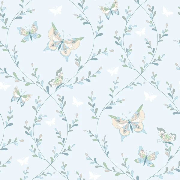 Motif floral papillons — Image vectorielle