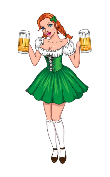 ビールの女の子 — ストックベクタ