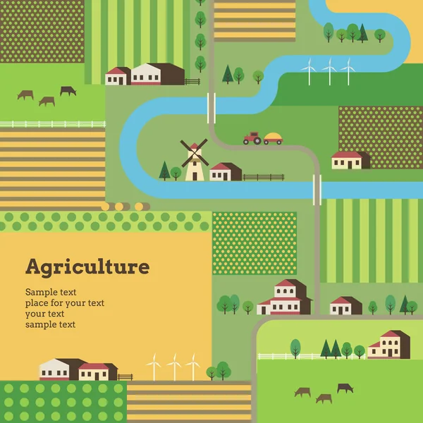 田舎暮らしと農業 — ストックベクタ