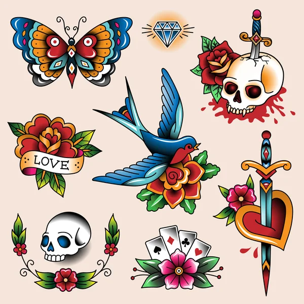 Tattoo collection — Stock Vector