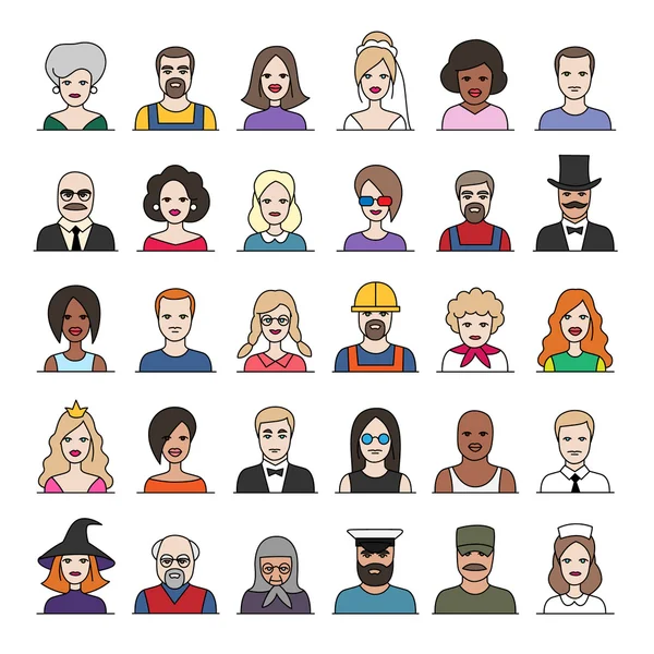 Conjunto de personajes humanos de dibujos animados — Vector de stock